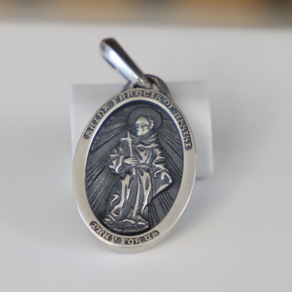 David Yurman Men's Sterling Silver 26mm St Saint Francis Pendant Amulet
